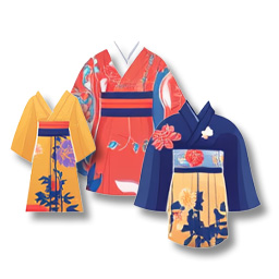Wide selection of kimono
